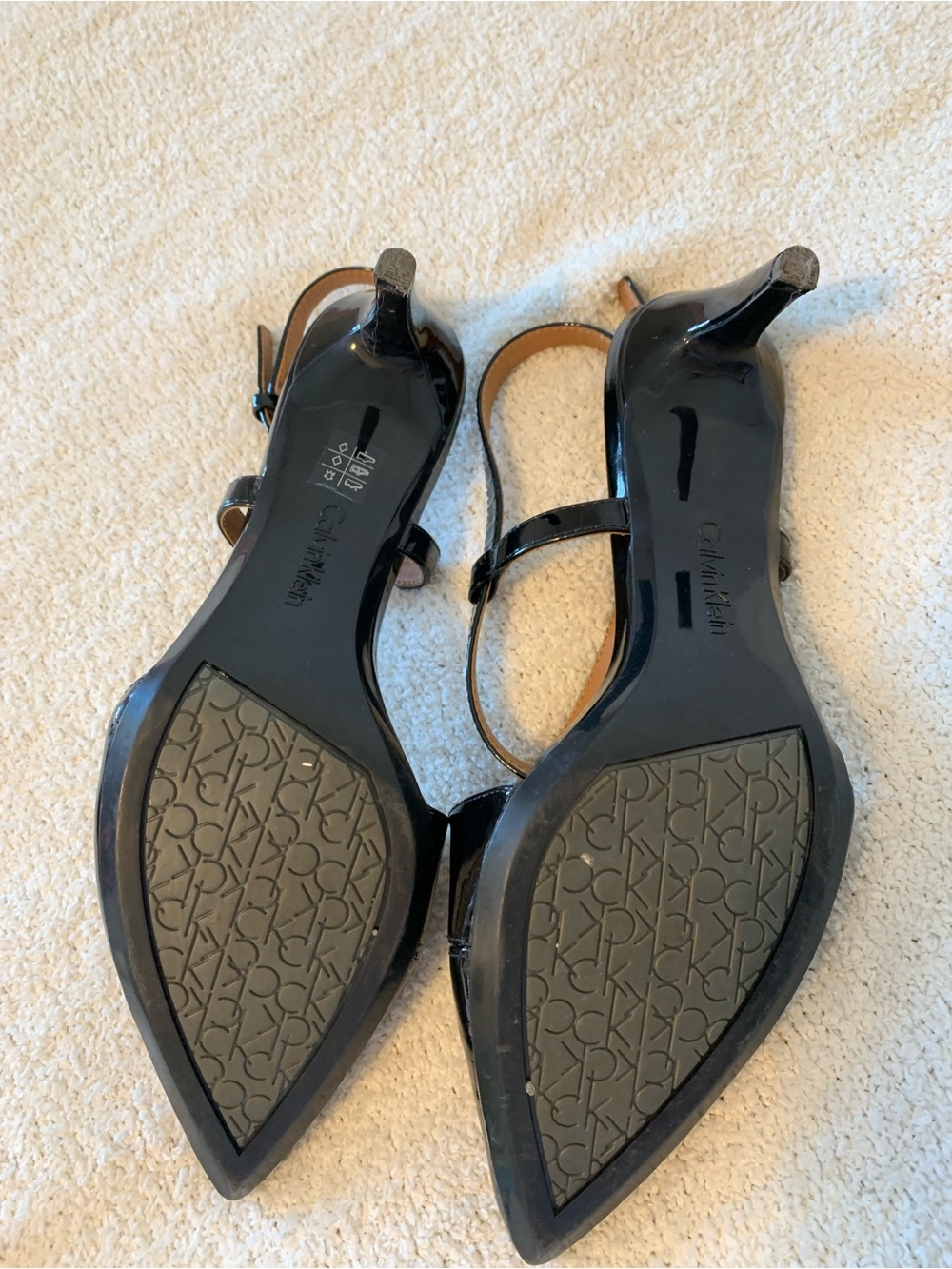 Calvin Klein Black Patent Cross-Strap Heels - Picture 7 of 7